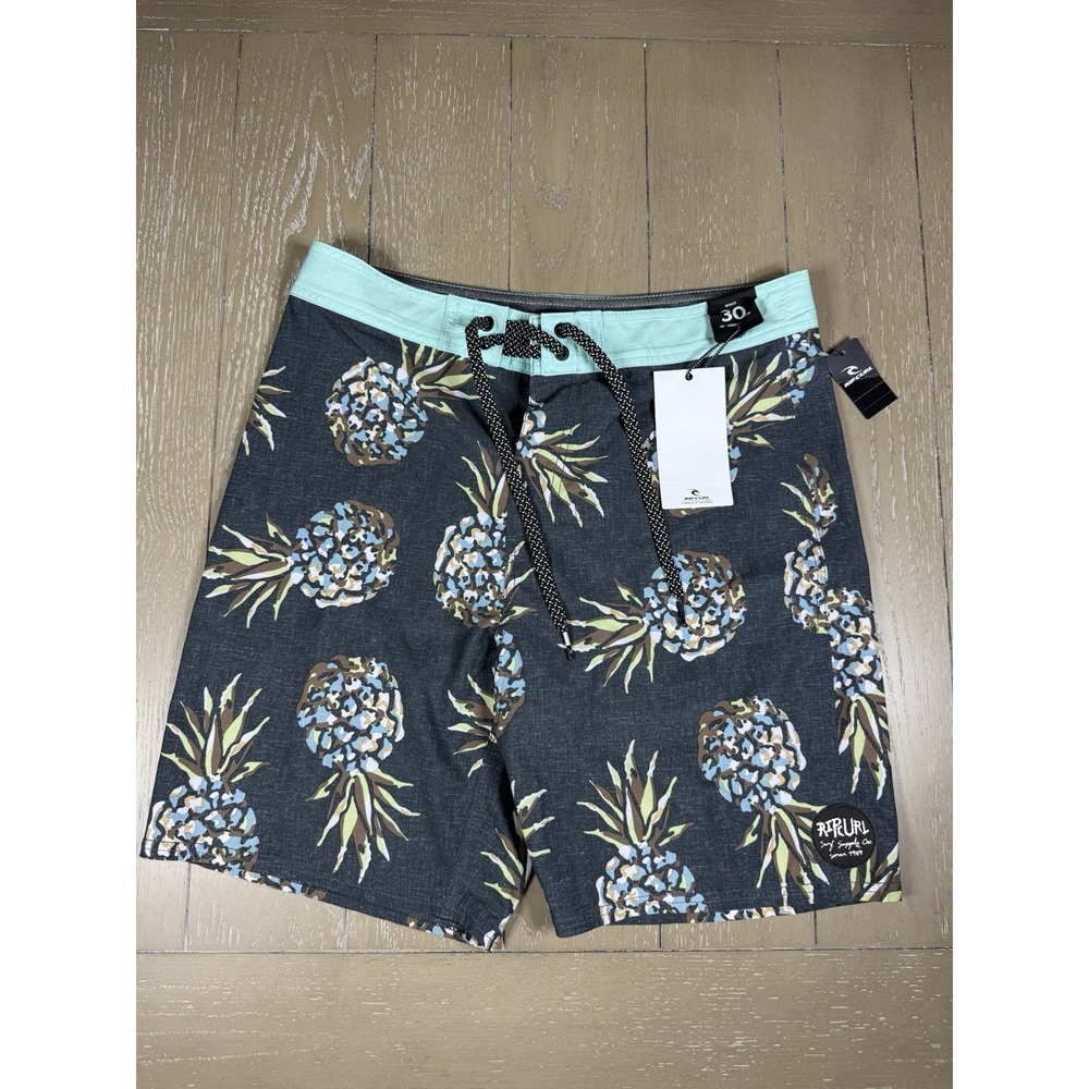 Rip Curl Boardshorts Mens 30 Black Pineapple Print Mirage Core Series 19" Short